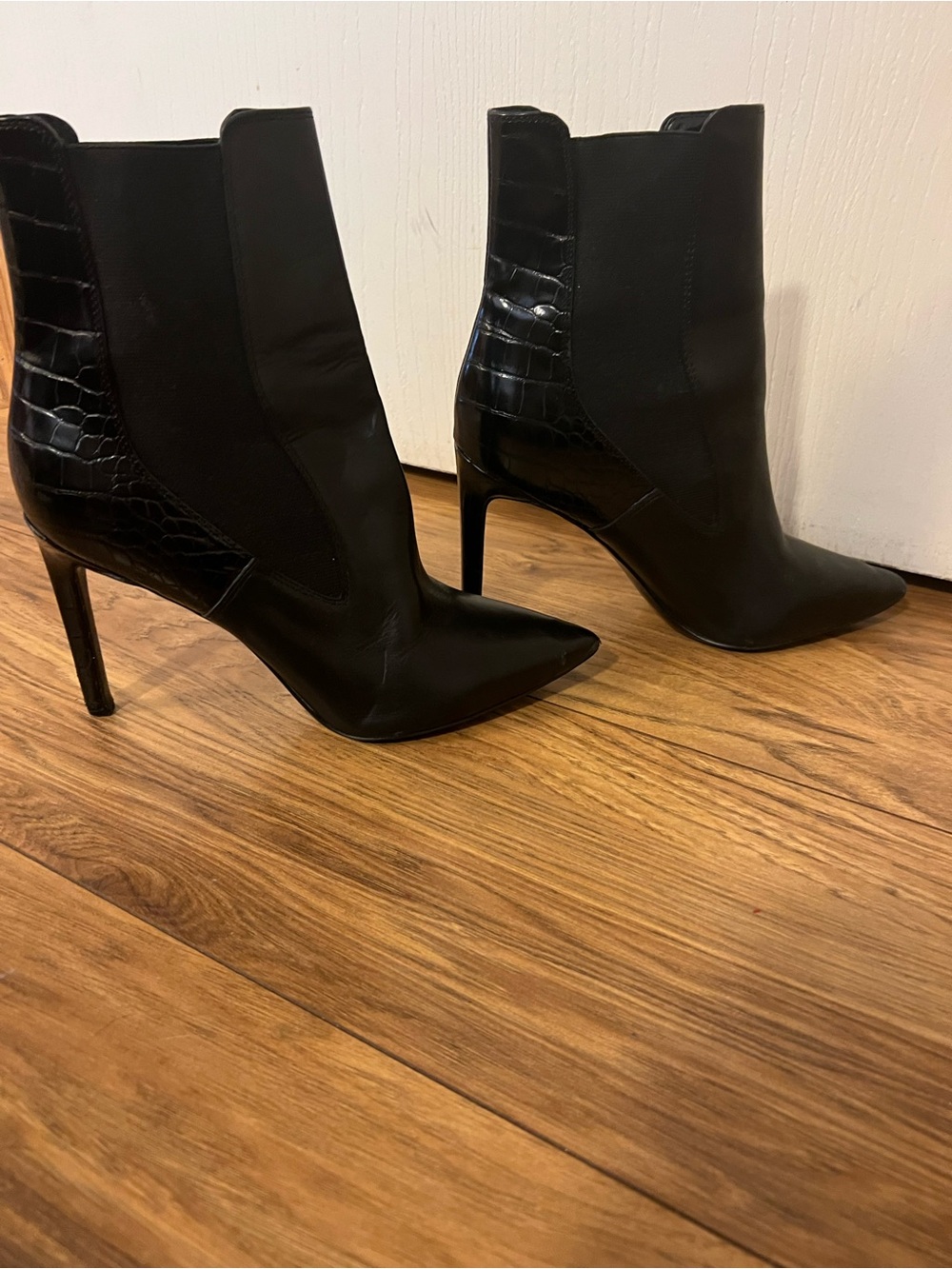 Black Pointed-Toe Stiletto Ankle Boots - Women
